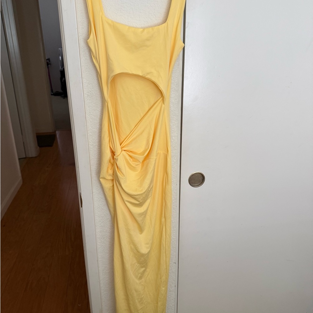 yellow maxi cutout dress